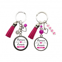 Porte clés "Marraine d'amour forever" personnalisable