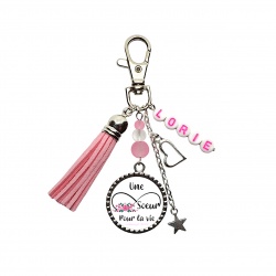 Porte clés ou bijou de sac personnalisé "Une soeur pour la vie"
