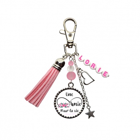 Porte clés ou bijou de sac personnalisé "Une amie pour la vie"