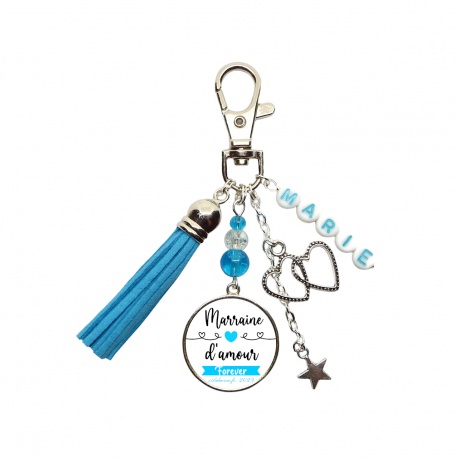 Porte clés "Marraine d'amour forever" personnalisable