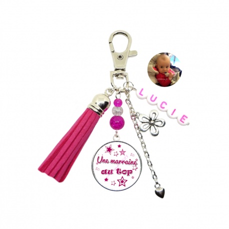  Porte clés "Une marraine au top" personnalisable recto-verso