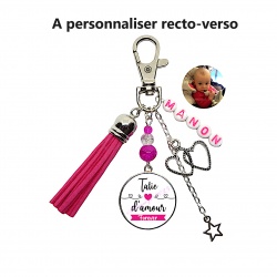 Porte clés "Tatie d'amour forever" personnalisable recto verso