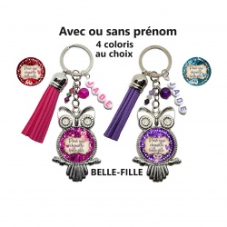 Porte clés "Pour une chouette belle-fille" personnalisable