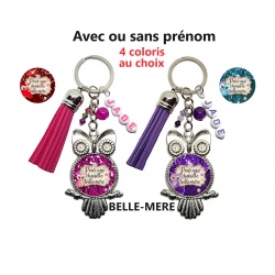 Porte clés "Pour une chouette belle-mère" personnalisable