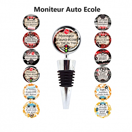 Bouchon de bouteille Moniteur d'Auto-Ecole, 12 modèles au choix