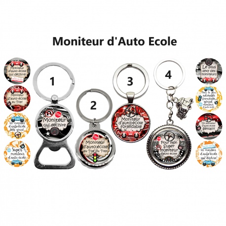 Porte clés, décapsuleur Moniteur auto école, 24 modèles au choix