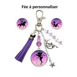 Porte clés ou bijou de sac fée personnalisé