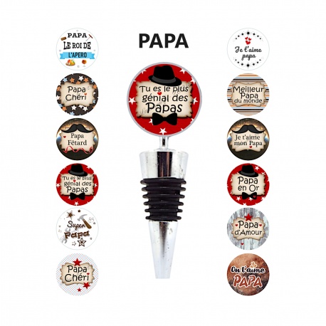 Bouchon de bouteille PAPA, 12 modèles au choix