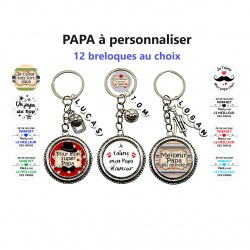 Porte clés papa personnalisable, 12 modèles au choix