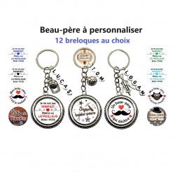 Porte clés beau-père personnalisable, 12 modèles au choix