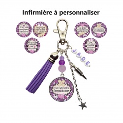 Porte-clés ou bijou de sac infirmière personnalisable