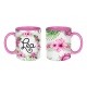 Mug Hibiscus en céramique personnalisable, intérieur et anse couleur rose ou blanc