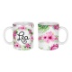 Mug Hibiscus en céramique personnalisable, intérieur et anse couleur rose ou blanc