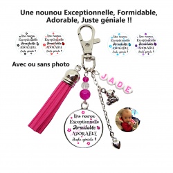 Porte clés ou bijou de sac Une nounou exceptionnelle, formidable, adorable juste géniale personnalisable