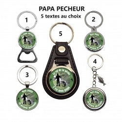 Porte clés, décapsuleur PAPA PECHEUR, texte au choix