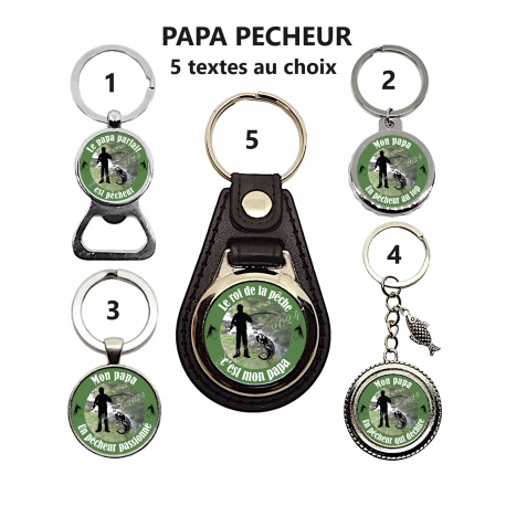Porte clés, décapsuleur PAPA PECHEUR, texte au choix