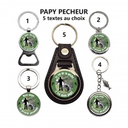 Porte clés, décapsuleur PAPY PECHEUR, texte au choix