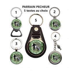 Porte clés, décapsuleur PARRAIN PECHEUR, texte au choix