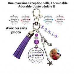 Porte clés ou bijou de sac Une marraine exceptionnelle, formidable, adorable juste géniale personnalisable