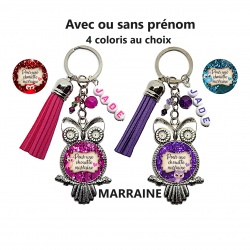 Porte clés "Pour une chouette marraine" personnalisable