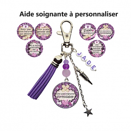 Porte-clés ou bijou de sac  aide soignante personnalisable