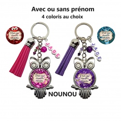 Porte clés "Pour une chouette nounou" personnalisable