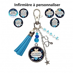 Porte-clés ou bijou de sac infirmière personnalisé