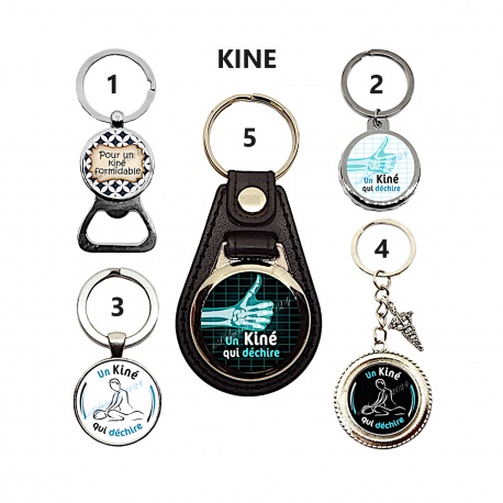Porte clés, décapsuleur Kiné, texte au choix