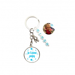 Porte clés recto-verso "Je t'aime papy" à personnaliser