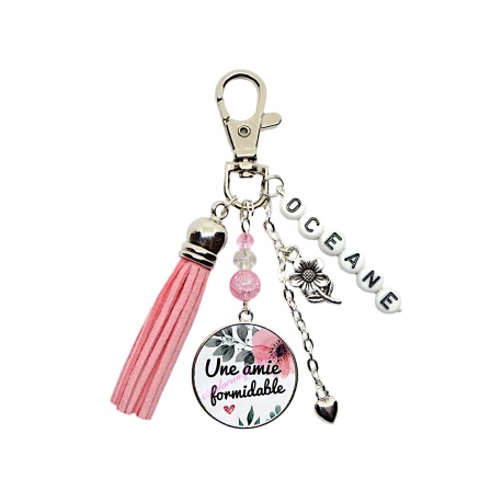 Porte-clés ou bijou de sac "Une amie formidable" personnalisable