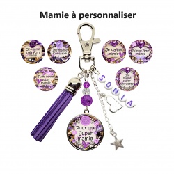 Porte clés ou bijou de sac mamie à personnaliser au prénom de votre choix