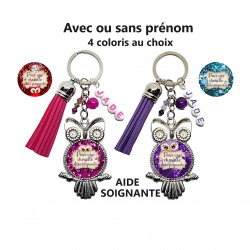 Porte clés Pour une chouette aide soignante personnalisable