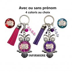 Porte clés Pour une chouette infirmière personnalisable