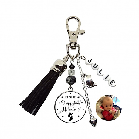 Porte clés Et si je t'appelais mamie ? personnalisable recto-verso