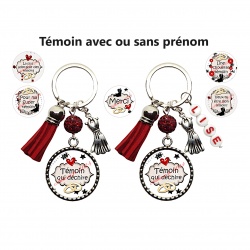 Porte clés témoin personnalisable ou non au prénom de votre choix