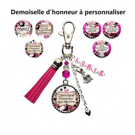 Porte clés demoiselle d'honneur à personnaliser