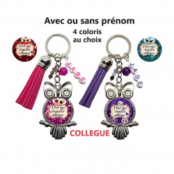 Porte clés "Pour une chouette collègue" personnalisable