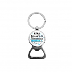 Porte clés décapsuleur futur papa, "Papa en cours de téléchargement veuillez patienter"