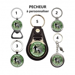 Porte clés, décapsuleur PECHEUR à personnaliser, texte au choix
