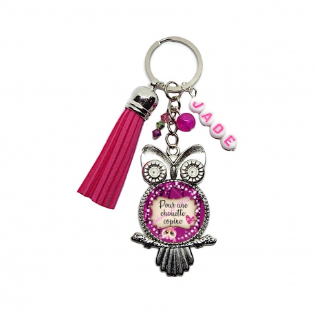 Porte clés "Pour une chouette copine" personnalisable
