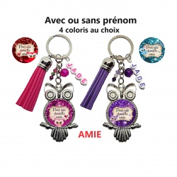 Porte clés "Pour une chouette amie" personnalisable