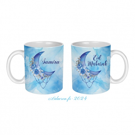 Mug en céramique Eid mubarak personnalisable au prénom de votre choix