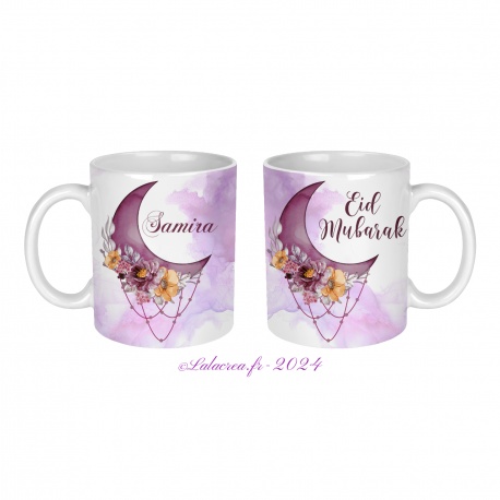 Mug en céramique Eid mubarak personnalisable au prénom de votre choix