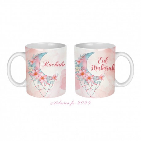 Mug en céramique Eid mubarak personnalisable au prénom de votre choix