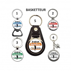 Porte clés, décapsuleur "Je suis un basketteur qui déchire"