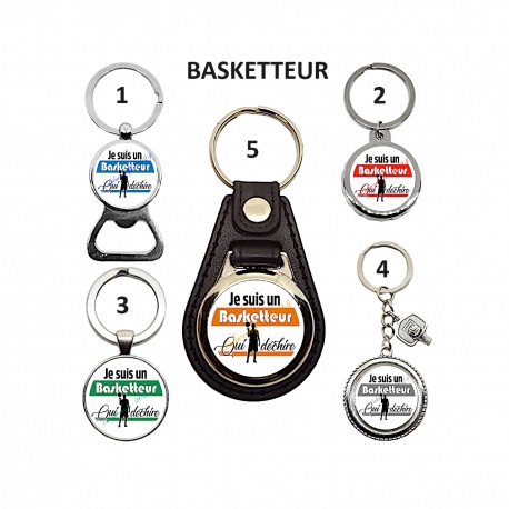 Porte clés, décapsuleur "Je suis un basketteur qui déchire"