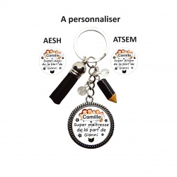 Porte clés Super maîtresse, Atsem, Aesh à personnaliser