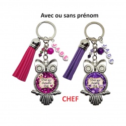 Porte clés "Pour une chouette chef" personnalisable