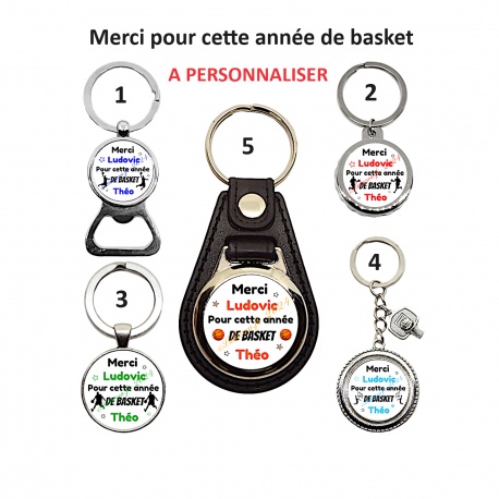Porte clés décapsuleur "Merci pour cette année de basket" à personnaliser