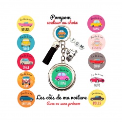Porte clés "Les clés de ma voiture" 12 modèles au choix avec ou sans prénom